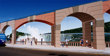 3D Building Art - Building Archway Waterfall